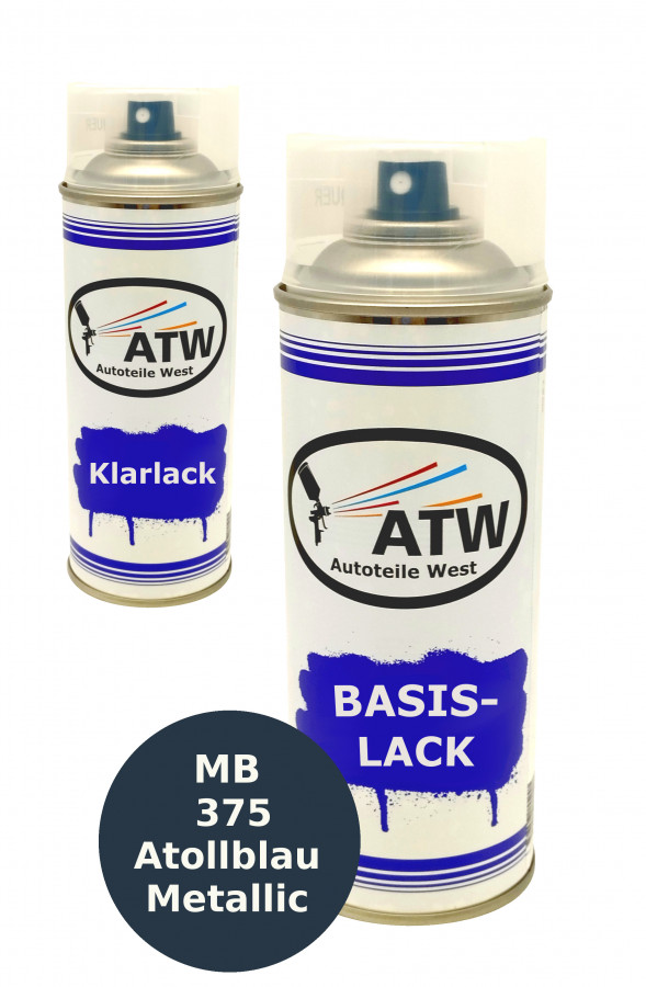 Autolack für Mercedes Benz 375 Atollblau Metallic +400ml Klarlack Set